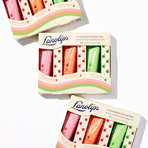 Lanolips 101 Ointment Fruities Trio - Fruity Lip Balm Set For Lip Hydration - Strawberry, Peach And Green Apple Flavored Lip Moisturizer For Very Dry Lips - Dermatologist Tested (10G / 0.35Oz Each) #TOP1