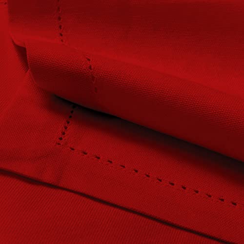 Image of Encasa XO Table Mats Set of 4 | Pure Cotton Hemstitched Design | Red | Rectangular Size 48x32 cm - Dining Placemat | Machine Washable