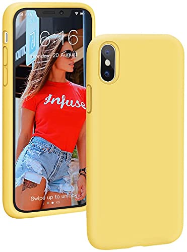 ProBien Case for iPhone X/XS, Liquid Silicone Full Protective Cover Shockproof Durable Shell Compatible for iPhone X/iPhone Xs 5.8 Inch 2018 Released-Light Yellow