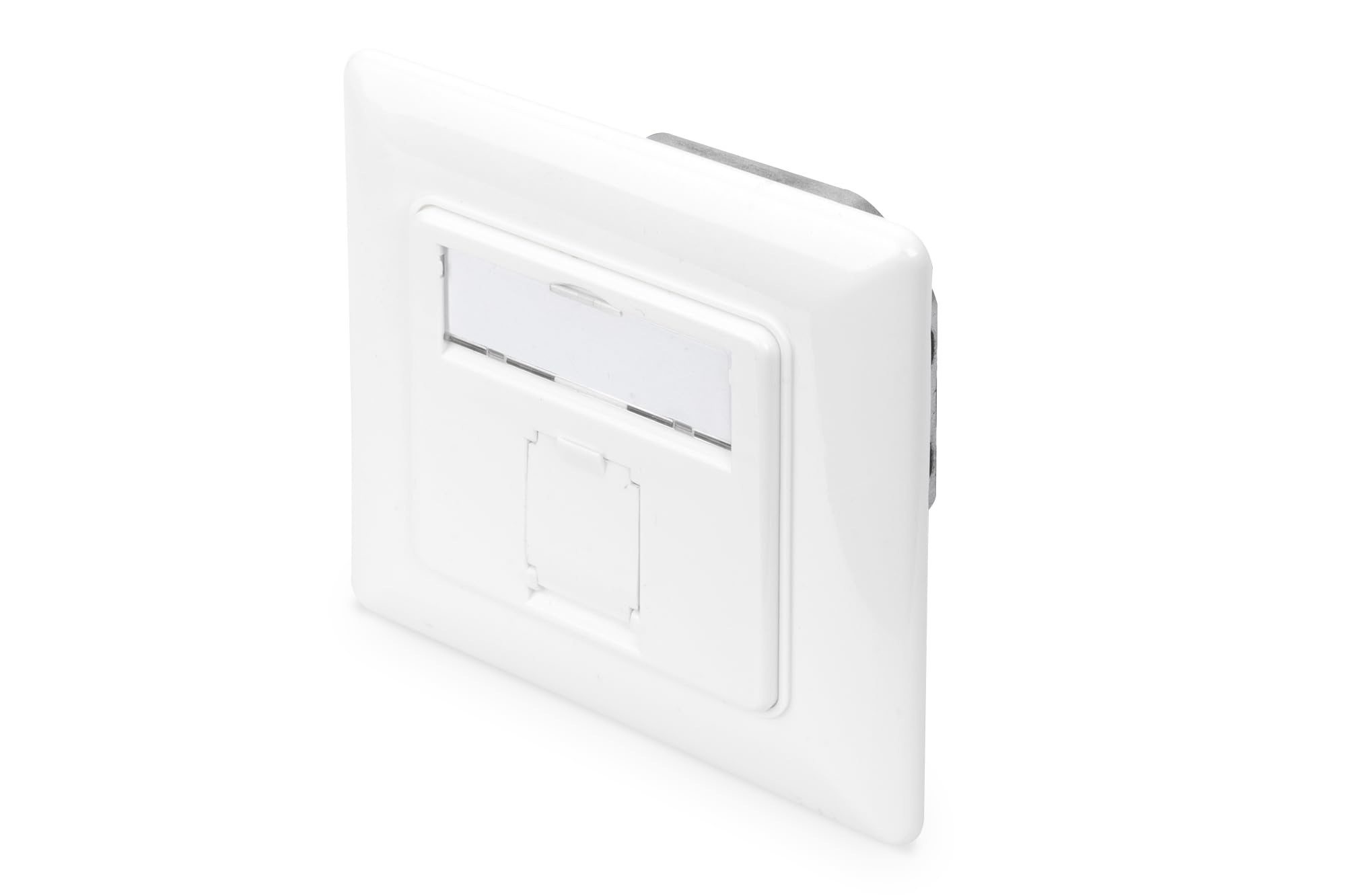 DIGITUS Cat-6A Junction Box 1 Port RJ45 Flush-Mounted Network Socket 28 mm Installation Depth Design Ready Pure White