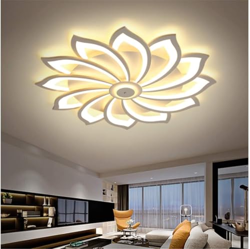 Plafonnier LED dimmable télécommande intensité réglable 8 têtes grand salon