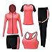 Inlefen Conjuntos de chándales de Mujeres, cómodos y Suaves, de Secado rápido, para Correr, Correr, Hacer Ejercicio en el Gimnasio, en Traje de suéter, de 5 Piezas.
