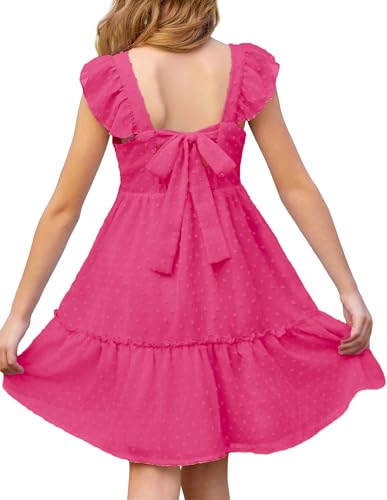 GRACE KARIN Girls Spring Dress Flutter Sleeve Girls Tie Back Summer Dress 5-12Y