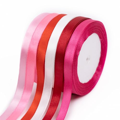 Fyshird Satinband Rot 10mm x 22m Geschenkband 6 Farben Schleifenband...