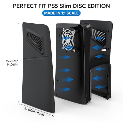 Image of PSS Replacement Plates for PS5 SIim Disc Edition, PS5 Faceplate with Cooling Vents, Anti-Scratch Dustproof Protective Cover for PS5 Slim Disc Edition PS5 Accessories (Black)