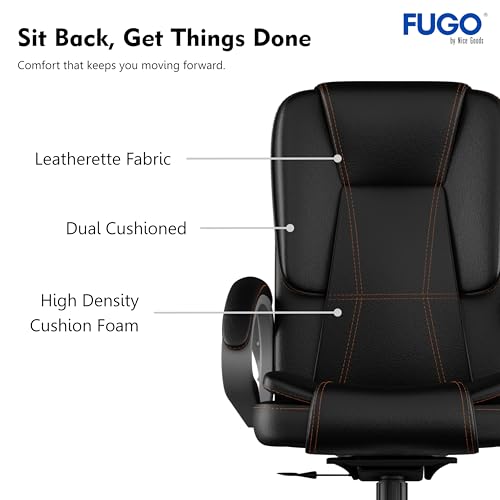 Image of FUGO FG13 Ergonomic Office Chair | Adjustable Height Swivel Chair with 360 Rotation | Comfortable Seating for Home Office & Study | Computer Desk Chair with 3-Year Warranty (Black)