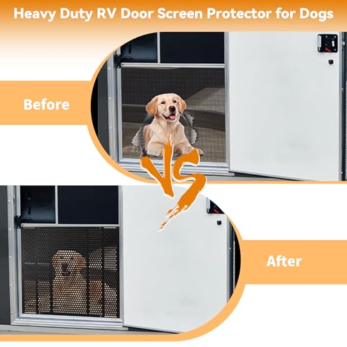 Image of RVZONE Adjustable Defender Grille RV Screen Door Protector 21.5‑35 inch for Dog
