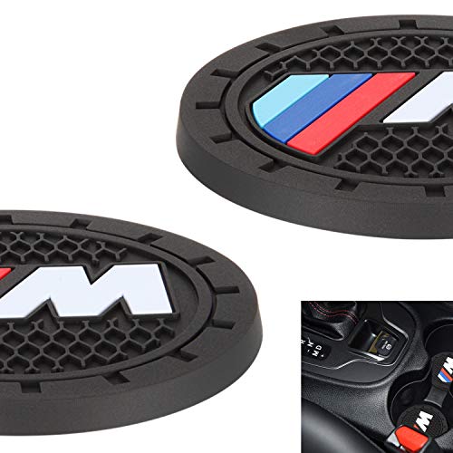 AOOOOP Car Interior Accessories for BMW Sport M Cup Holder Insert Coaster - Silicone Anti Slip Cup Mat for BMW 1 3 5 7 Series F30 F35 320li 316i X1 X3 X4 X5 X6 (Set of 2, 2.75" Diameter)