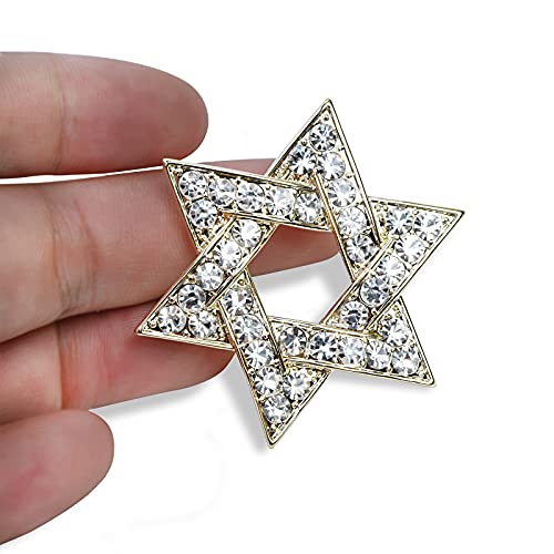 Image of Sparkle Crystal Star of David Brooch Pin Rhinestone Star Bouquet Brooch Pin Lapel Pins Spiritual Brooch Badge