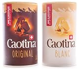 Caotina Trinkschokolade, Kakao Pulver mit feinster Schweizer Schokolade Original Schokolade Dose weiß + Vollmilch, 2er Pack, (2x500g)