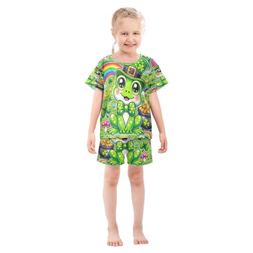 Frog St Patricks Pajama Set Short Sleeve Nightwear Soft Clothes Set Summer Pajamas Cotton 5Y3
