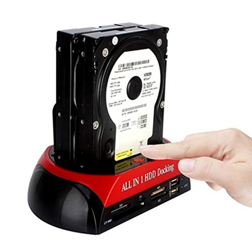 Greatangle-UK Todo en 1 HDD Docking 2.5"/3.5" Lector de Tarjetas IDE SATA Dock Station Función OTB Cover