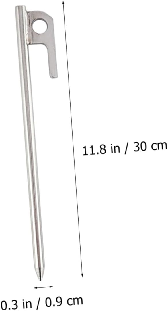 Toyvian 4pcs 30cm 304 Stainless Steel Non-Rust Tent Stakes Tent Nails Pins Outdoor Camping Pegs Floor Anchors for Hiking