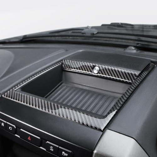 BETTERHUMZ Car Dashboard Storage Box Cover Frame Trim Compatible with Ford F150 Raptor 2015-2020 Carbon Fiber Center Console Sticker Interior Moulding Accessories (Black)
