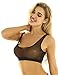 Hansber Womens Mesh Sheer See Through Tank Tops Vest Sexy Wire Free Bralette Bra Sleeveless Bustier Black X-Large