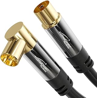 CableDirect  4K aerial cable, TV cable straight/90° angled connector  TV cable with break-proof metal plugs for digital & analogue TV  2m (straight female to angled male for DVB-C, DVB-T, DVB-S)