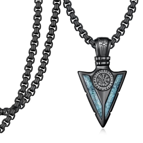 Viking Necklace 925 Sterling Sliver Arrowhead Necklace Norse Jewelry Gifts for Men