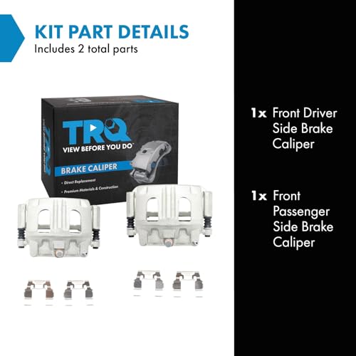 Image of TRQ Front Brake Caliper Set Zinc Coated Brackets Hardware Compatible with 2002-2005 Ford Explorer 2001-2002 Explorer Sport Trac 2003-2011 Ranger 2003-2009 Mazda B4000 2002-2005 Mercury Mountaineer