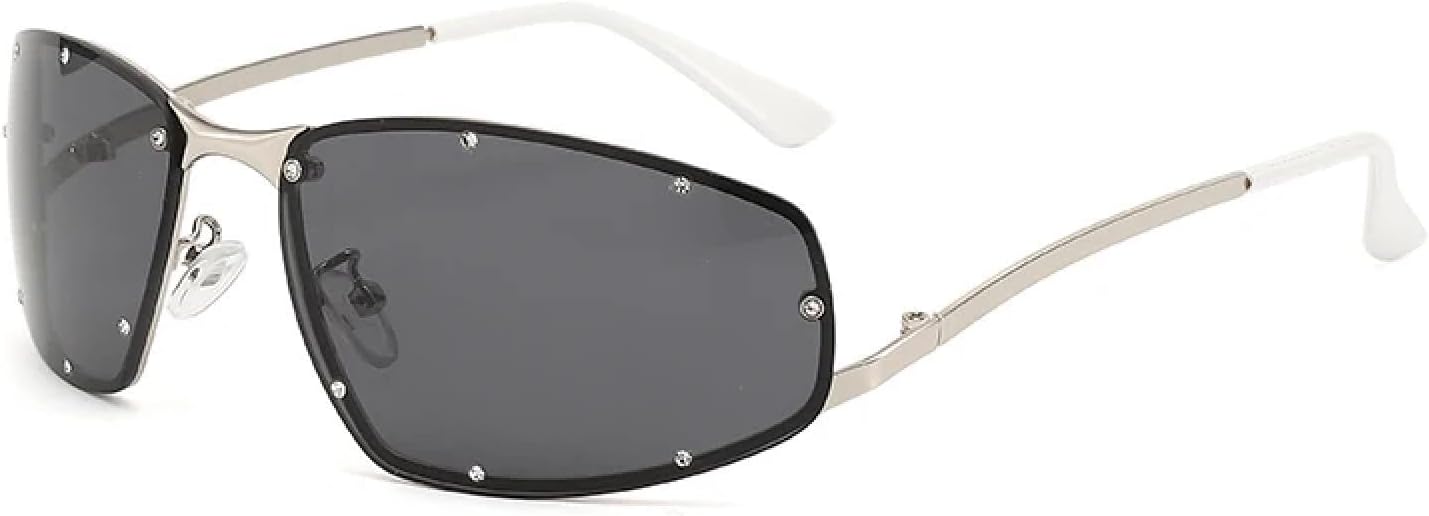 Rivet-studded Fashion Glasses for Women, Metal Frame with Pc Lenses, Perfect for Driving & Beach Parties