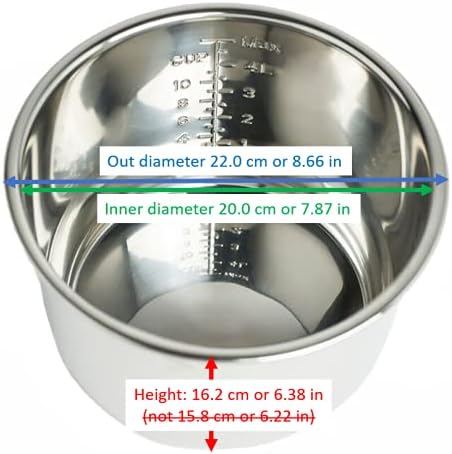 Original 6 Qt Power Cooker XL Replacement Inner Pot Stainless Steel Compatible with 6 Quart Power Cooker XL, PPC770, PPC770-1, PPC771, PRO, WAL1, WAL2, PCTR-16, and YBD60-100