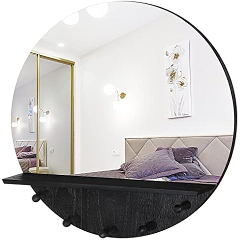 Espejo de pared JJUUYOU con estante y ganchos Cover