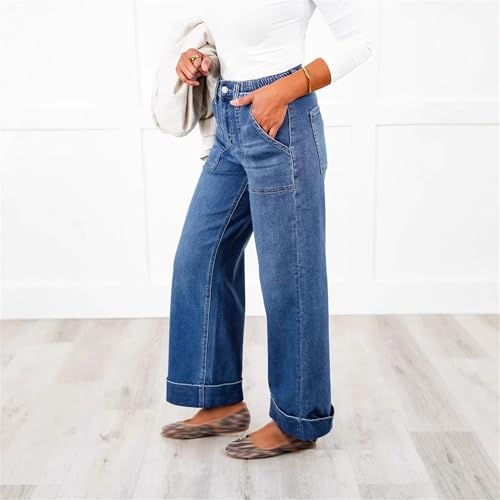 Wide Leg Jeans Woman Straight High Waisted Jeans 90s Y2k Flap Pocket Carpenter Cargo Pants for Women 2025 Trendy2
