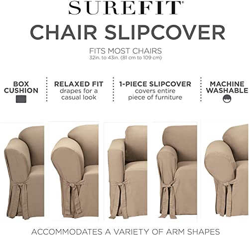 Surefit SF15395 Home Décor Duck Solid Long Full Length Dining Room Chair One Piece Slipcover thumb #8