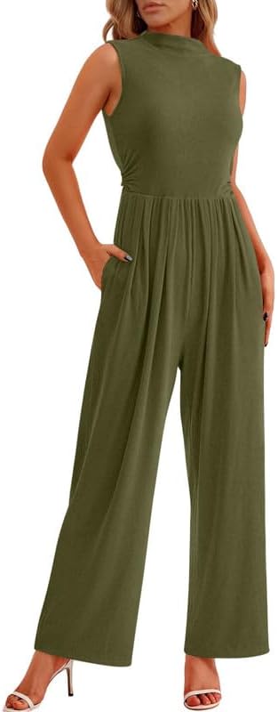 Haibang Jumpsuit Women's Elegant Round Neck One-Piece