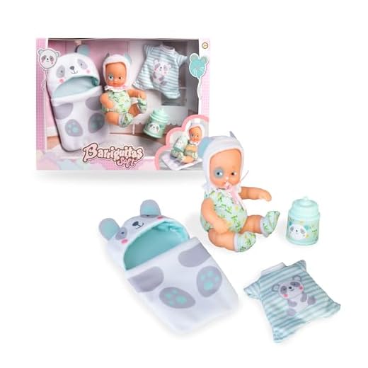 los Barriguitas - Solf Trousseau, Mini Muñeca Bebé Vestida como un Precioso Osito Panda, Cuerpo Blandito con Capucha de Quita y Pon y Decoración en la Carita, Niños de 2 años+, Famosa (BFG12000)