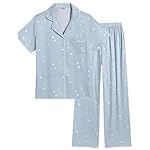 Ekouaer Womens Pajamas Set Plaid PJs Soft Button Down Sleepwear Short Sleeve Nightwear with Long Pants - Image 4