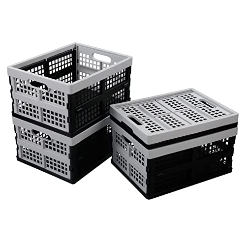 Afromy Caisse pliante de 14 L, panier de caisses de rangement pliable, caisses de lait de stockage en plastique, 4 paquets Cover