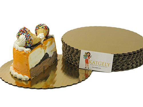 Katgely Gold Cake Board Circle 10 Inch Diameter Give an Elegant Touch to Your Cakes (Pack of 15)