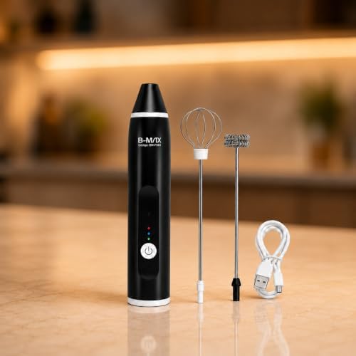 Mini Mixer Elétrico Portátil Inox Preto para Bebidas e Batidas Rá...
