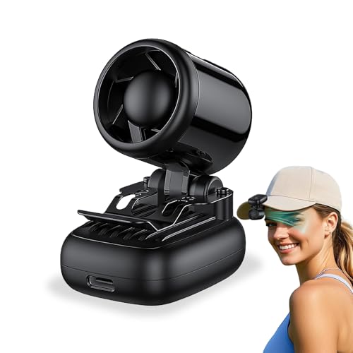Ahuccf Portable Clip on Fan, 3-in-1 Hands-Free Mini Hat Fans, Battery Powered Personal Fan with 3 Speeds for Hiking, Fishing, Camping,Running, Travel