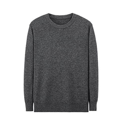 Pull d'hiver en tricot homme mérinos contre le froid col rond gris L