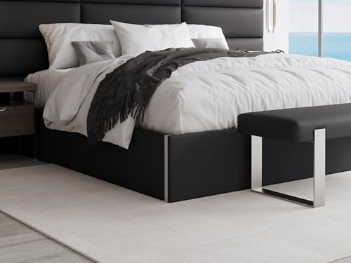 VANT Upholstered Platform Bed - King Size - Vintage Leather