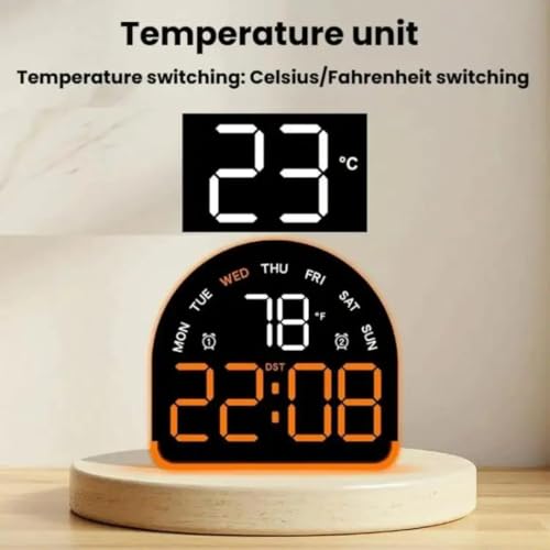 Image of AERYS Digital Alarm Clock Table Clock with LED Display, Temperature Compact Desk Clock for Students,Home, Office, Bedroom, Living Room,Home Decor, Corporate Use (Half Moon)
