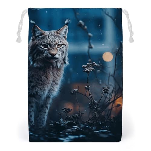 Drawstring Storage Bag Female Lynx Gym String Bag Durable Washable for Men Women