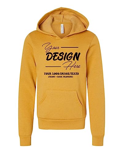 INK STITCH Unisex Kids Youth 3719Y Bella Canvas Custom Printing Logo Texts Sponge Fleece Hoodie Sweatshirts