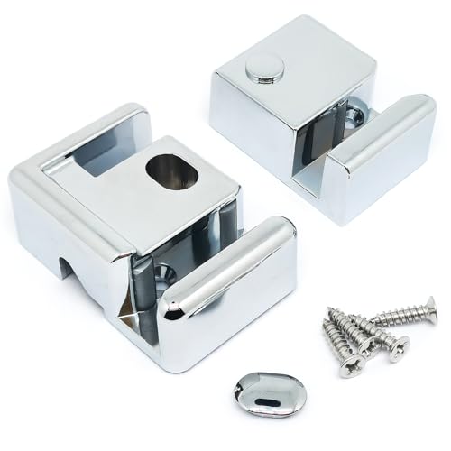 Sliding Shower Door Bottom Guide for 8mm Glass,Bathroom Hardware Accessories Set,Silver,Left Fixing Right Moving,Durable Plastic,1Pack/2Pcs