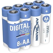 Ansmann AA Rechargeable Batteries 2850mAh high-Capacity high-Rate Rechargeable NiMH AA Batteries for Flashlight, Camera, Radio etc. 8-Pack 5035092-590