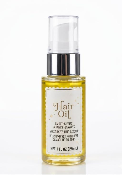 Trader Hair Oil with Argan, Moringa & Chia Seed Oil Frizz Control & Shine Serum Heat Protectant up to 450F Lightweight Leave-in Treatment (1fl oz)