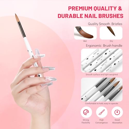 Aokitec AK00199 Acrylic Nail Brush Set - 4Pcs Kolinsky Acrylic Nail Brushes Size 8/10/12/14 Nail Brushes thumb #2
