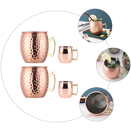Canecas de cobre Moscow Mule Canecas de cobre: 4 peças de canecas de cobre marteladas aço inoxidável