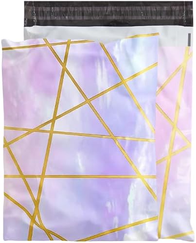 100 Polymailers Packaging 25x33cm Self-Adhesive Gift Bag Holographic Marble