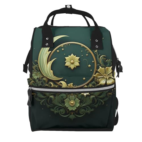 Sac à dos à langer grande capacité femme vert pour le Ramadan