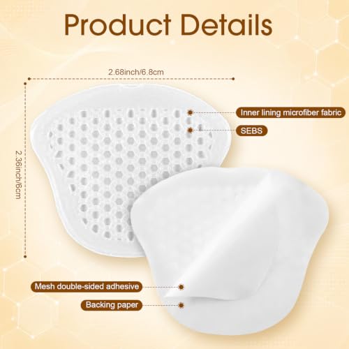 Image of Syhood 20 Pieces Metatarsal Felt Pads Foot Insert Pads Ball of Cushion for Pain Relief Forefoot and Sole Adhesive Accessories for Men and Women 1 /4 Inch Thick(Honeycomb Style,White,Sebs Material)