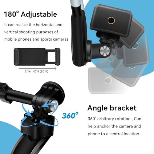 Image of REFLEX CAMERA Action Camera Neck Holder Mount for Mobile Phones, Go Pro 13 /12 /11 /10 /9 /8 /7 /6, DJI Osmo Action 5 Pro /4 /3, Insta360, Akaso Action Cameras - 180 Rotation, Comfortable Fit & Easy Operation