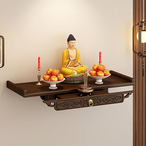 Autel de Bouddha mural en bois pour créer un coin zen et prière dans le salon