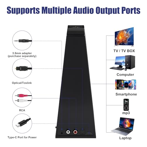 Wireless TV Headphones for Seniors with Large Buttons, 2.4G RF Transmitter Charging Dock, Support Digital Optical/RCA/AUX Output, Bluetooth Over-Ear Headset with 3EQ Modes, 100ft Range No Audio Delay by Queemie - Used condition - Image 9